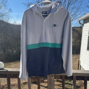 Nike Men's Zip-Up Sweater - White, Teal, and Navy